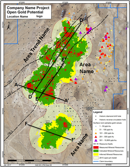 drill hole and surface rock locations after improvement