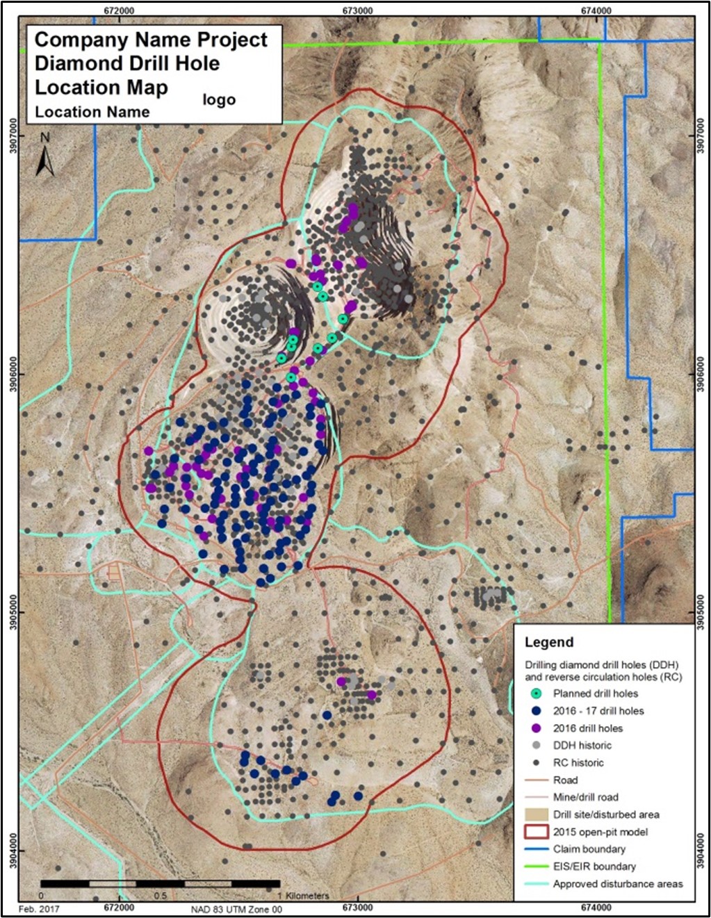 drill hole location after improvement